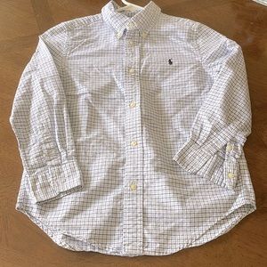 Ralph lauren Blue and white checkered dress shirt long sleeve button down Size 7